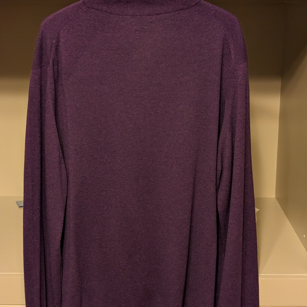 100% Cashmere Men's purple XXL 1/2 zip sweater John Laing made in Scotland - Picture 7 of 11